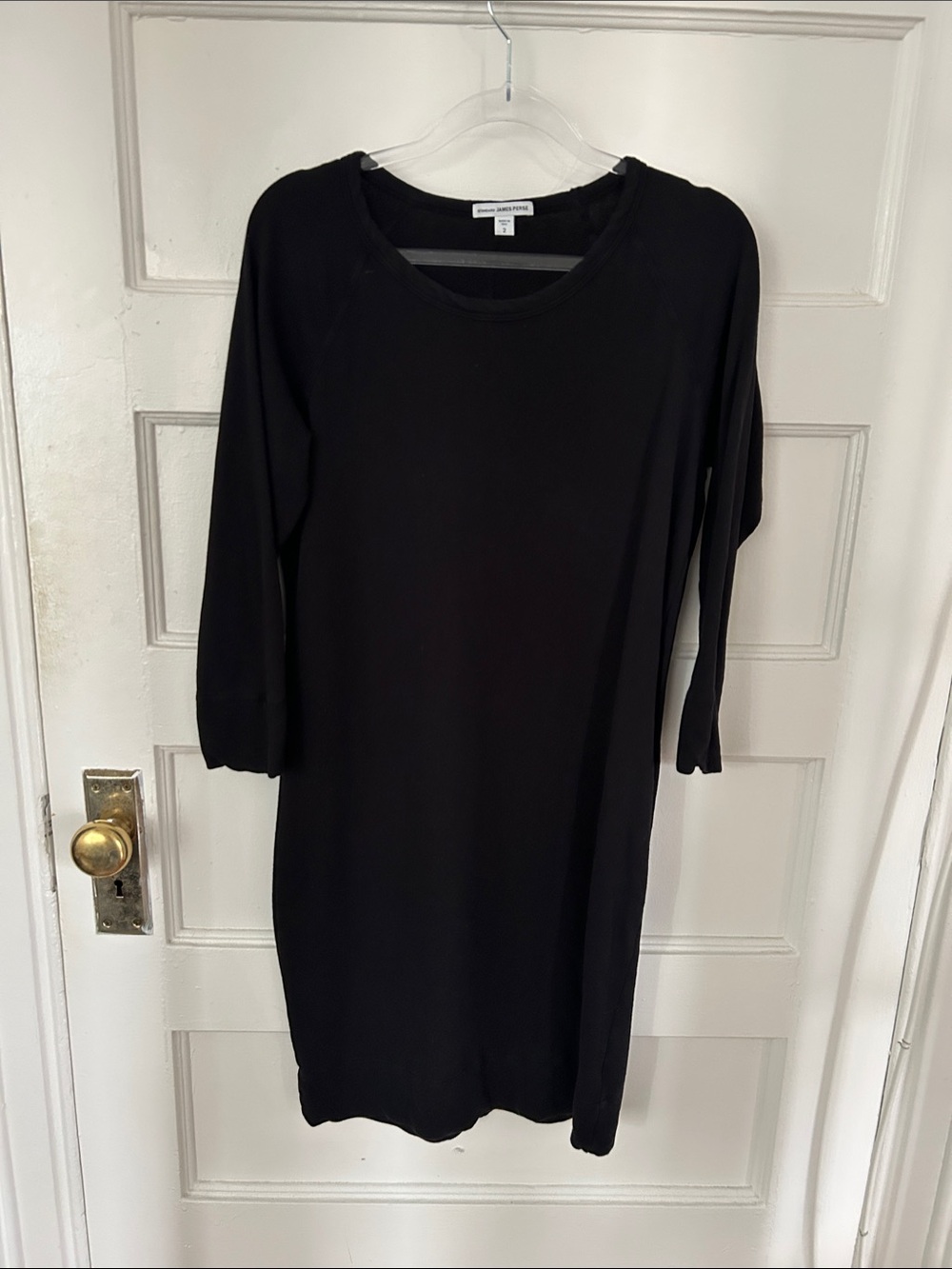 James Perse Black Cotton Crewneck Dress, W Med